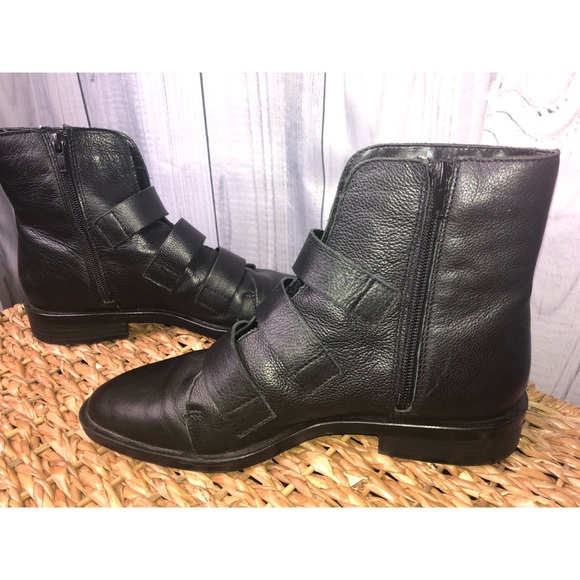 🌸🌺🌼ZARA Leather Embroidered Ankle Boots Buckles Zip - Picture 7 of 10